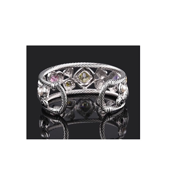 Gemstone Geo Cuff Bracelet - Picture 2 of 11